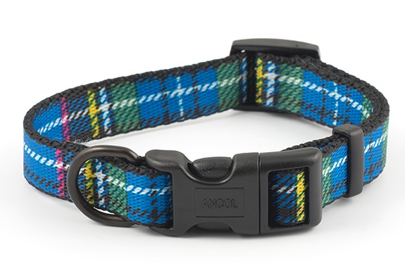 Adjustable Red & Blue Tartan Dog Collars - All Sizes