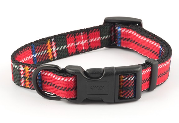 Red Tartan Dog Collar - By Ancol
