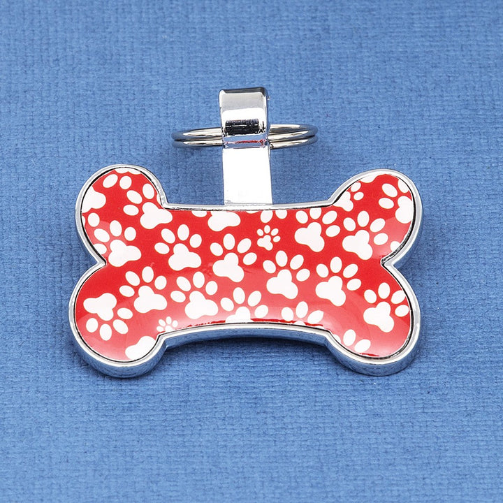 Red Bone Pet Tag Paw Print