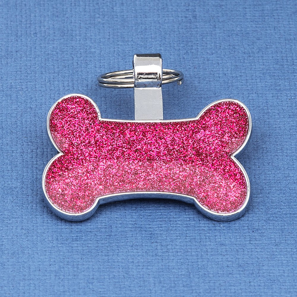 Coloured Glitter Bone Shaped Pet Tag – Extra Small (20 x 35mm)
