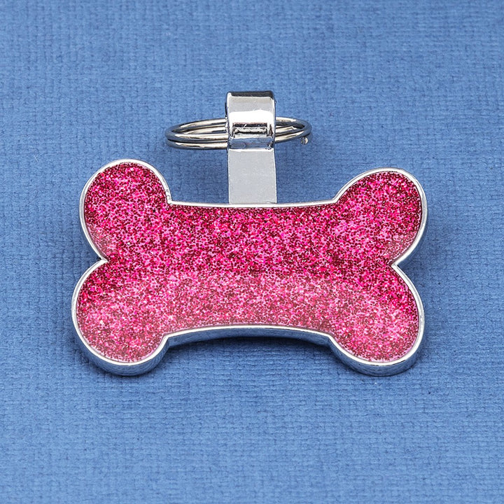 Coloured Glitter Bone Shaped Pet Tag – Extra Small (20 x 35mm)