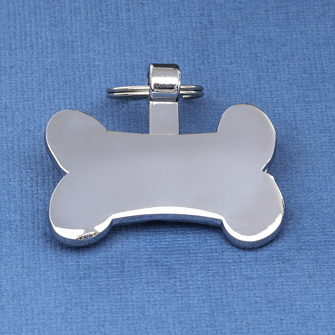 Small Metal Bone Shaped Engraved Dog ID Tag (35mm x 20mm high)