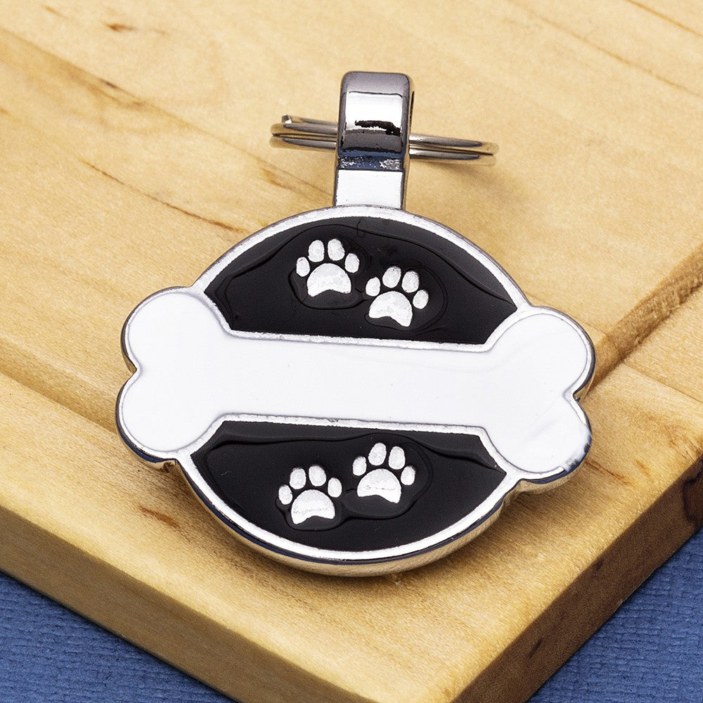White Bone Paw Pet Tag