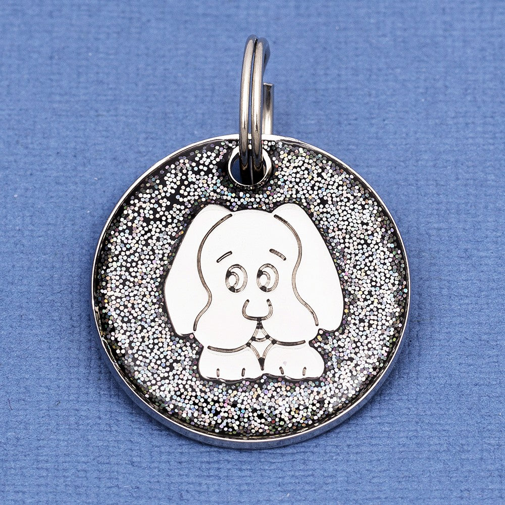 Black Glitter Dog Id Tag