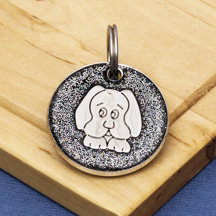 Black Glitter Dog Id Tag