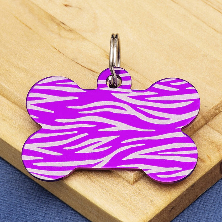 Coloured Tiger Stripe Dog Bone Pet ID Tag – Medium (28 x 38mm)