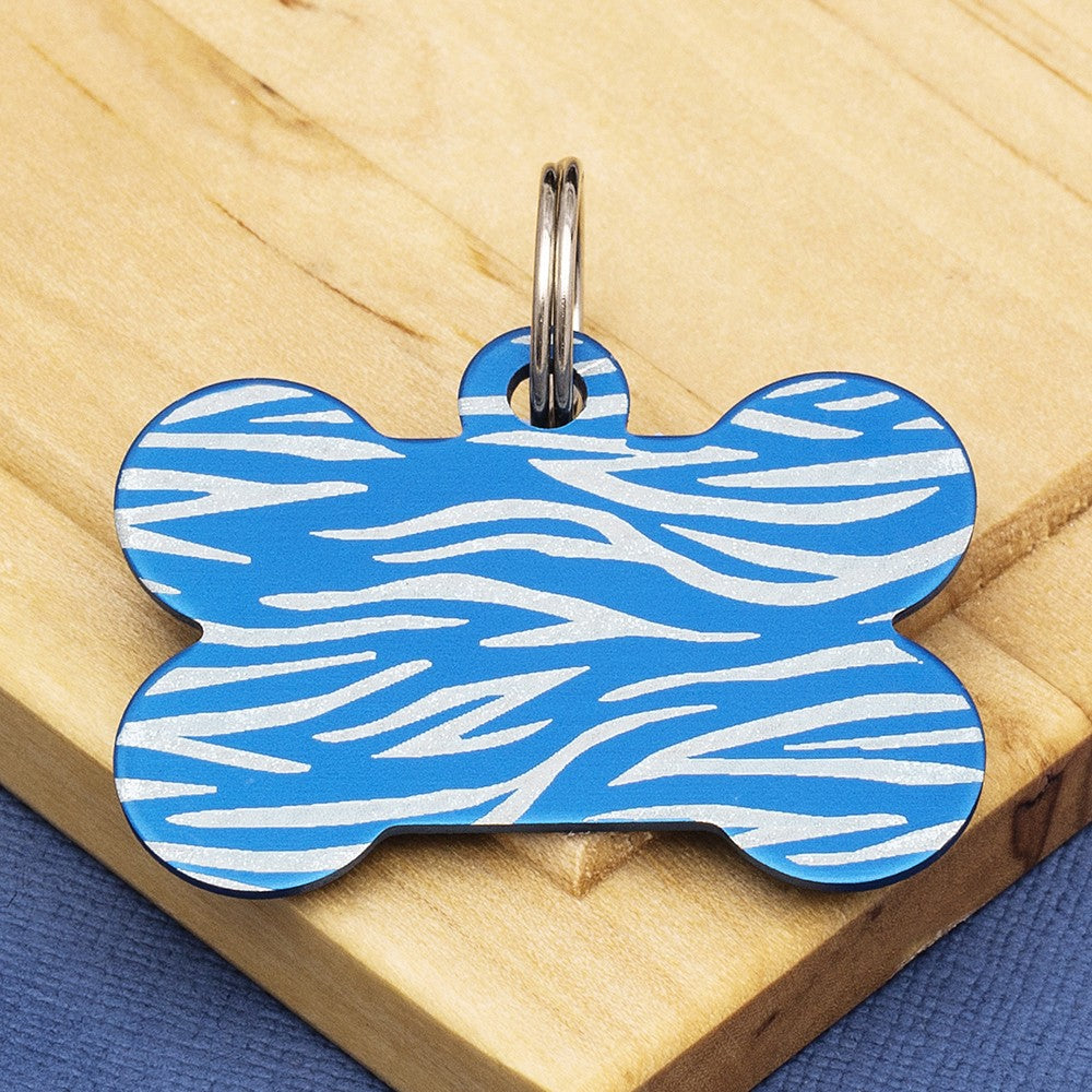 Coloured Tiger Stripe Dog Bone Pet ID Tag – Medium (28 x 38mm)