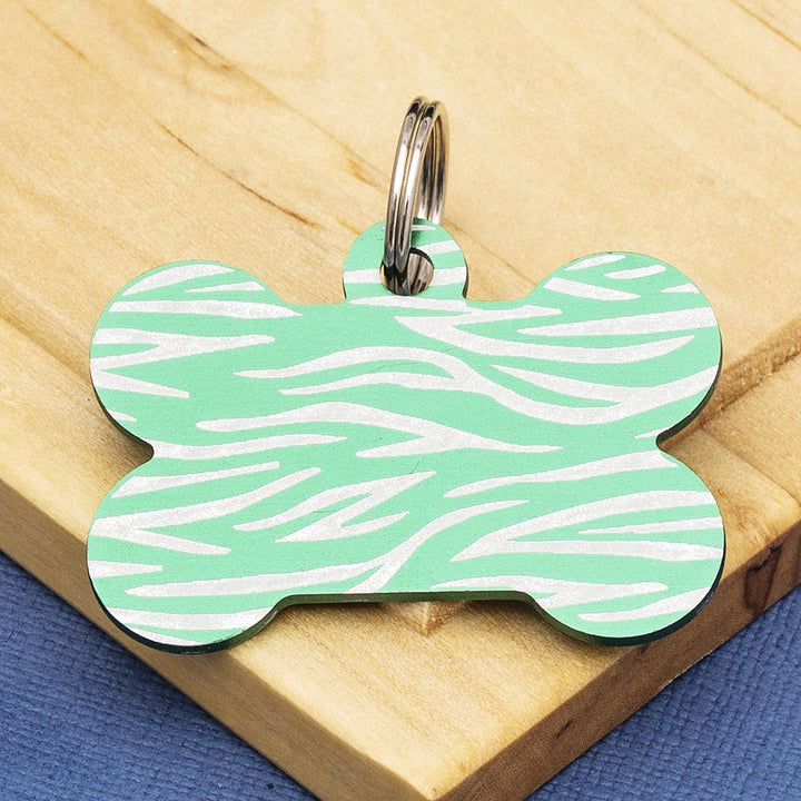 Coloured Tiger Stripe Dog Bone Pet ID Tag – Medium (28 x 38mm)