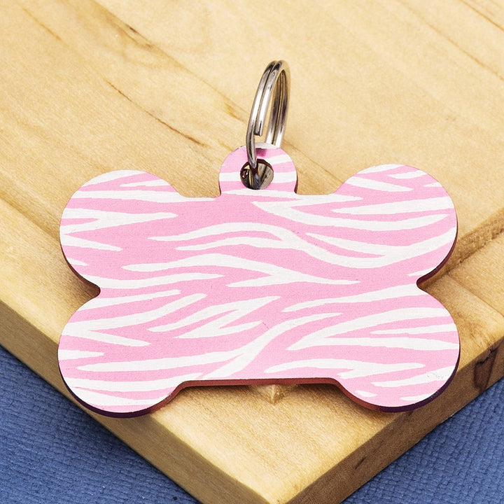 Coloured Tiger Stripe Dog Bone Pet ID Tag – Medium (28 x 38mm)