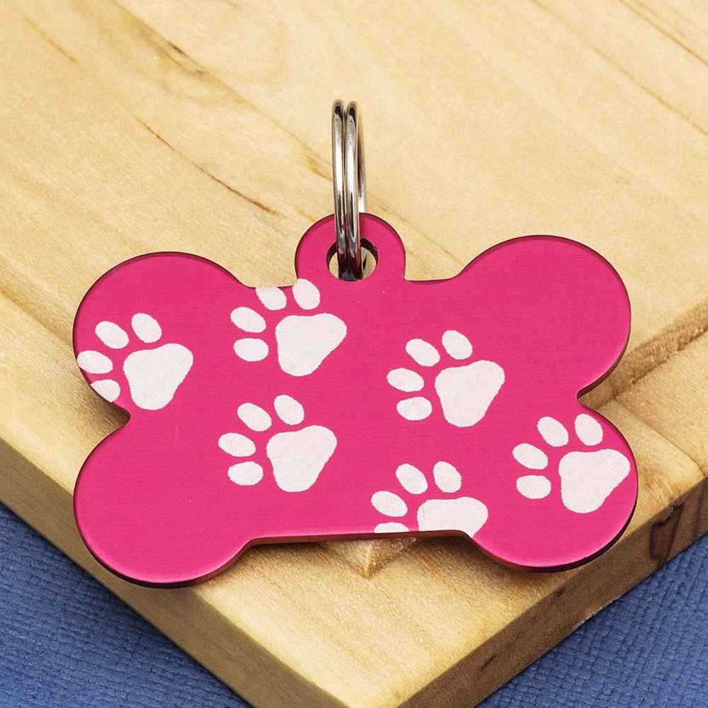Red Paw Bone Dog ID Tag
