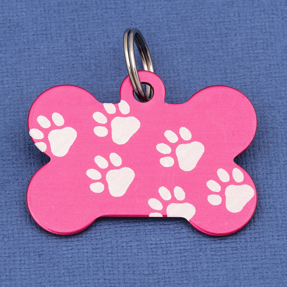 Red Paw Bone Dog ID Tag