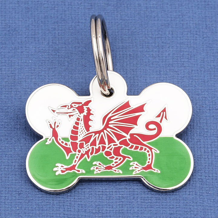 Welsh Flag Pet Tag Bone
