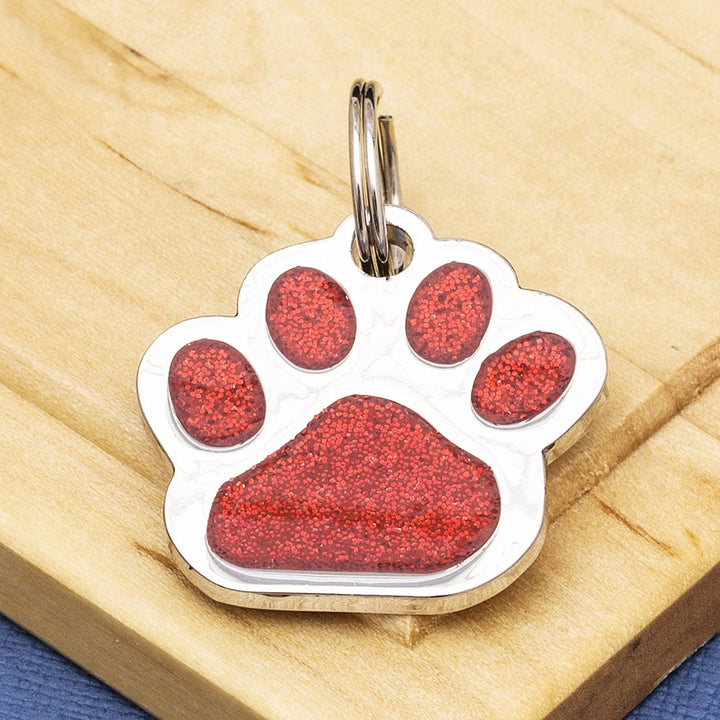 Glitter Paw Engraved Dog Identity Tag - Multiple Colour Options (Small Size - 25mm Wide)