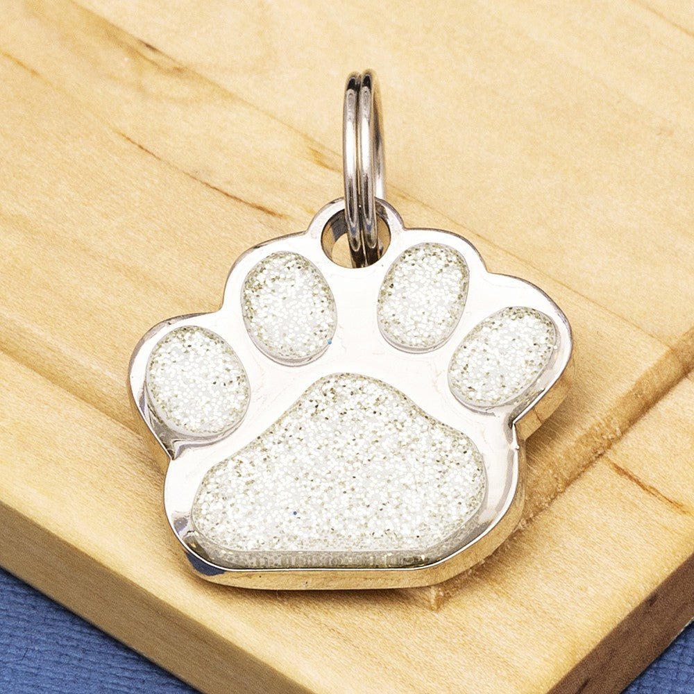 Glitter Paw Engraved Dog Identity Tag - Multiple Colour Options (Small Size - 25mm Wide)