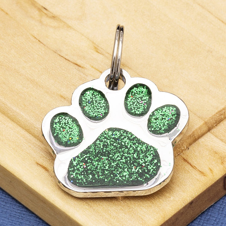 Glitter Paw Engraved Dog Identity Tag - Multiple Colour Options (Small Size - 25mm Wide)