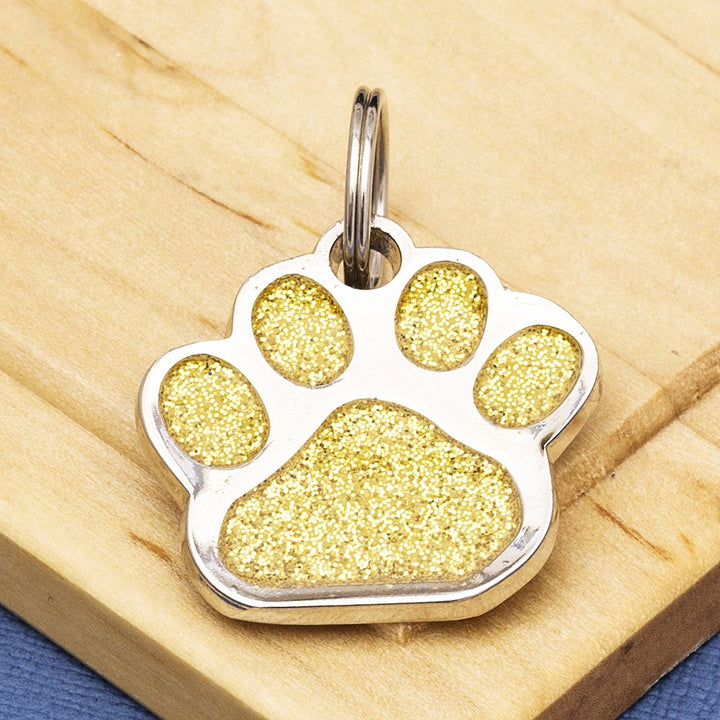 Glitter Paw Engraved Dog Identity Tag - Multiple Colour Options (Small Size - 25mm Wide)