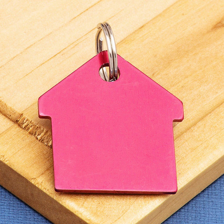 Coloured House Shaped Engraved ID Tag - Medium Size (30mm Tall)