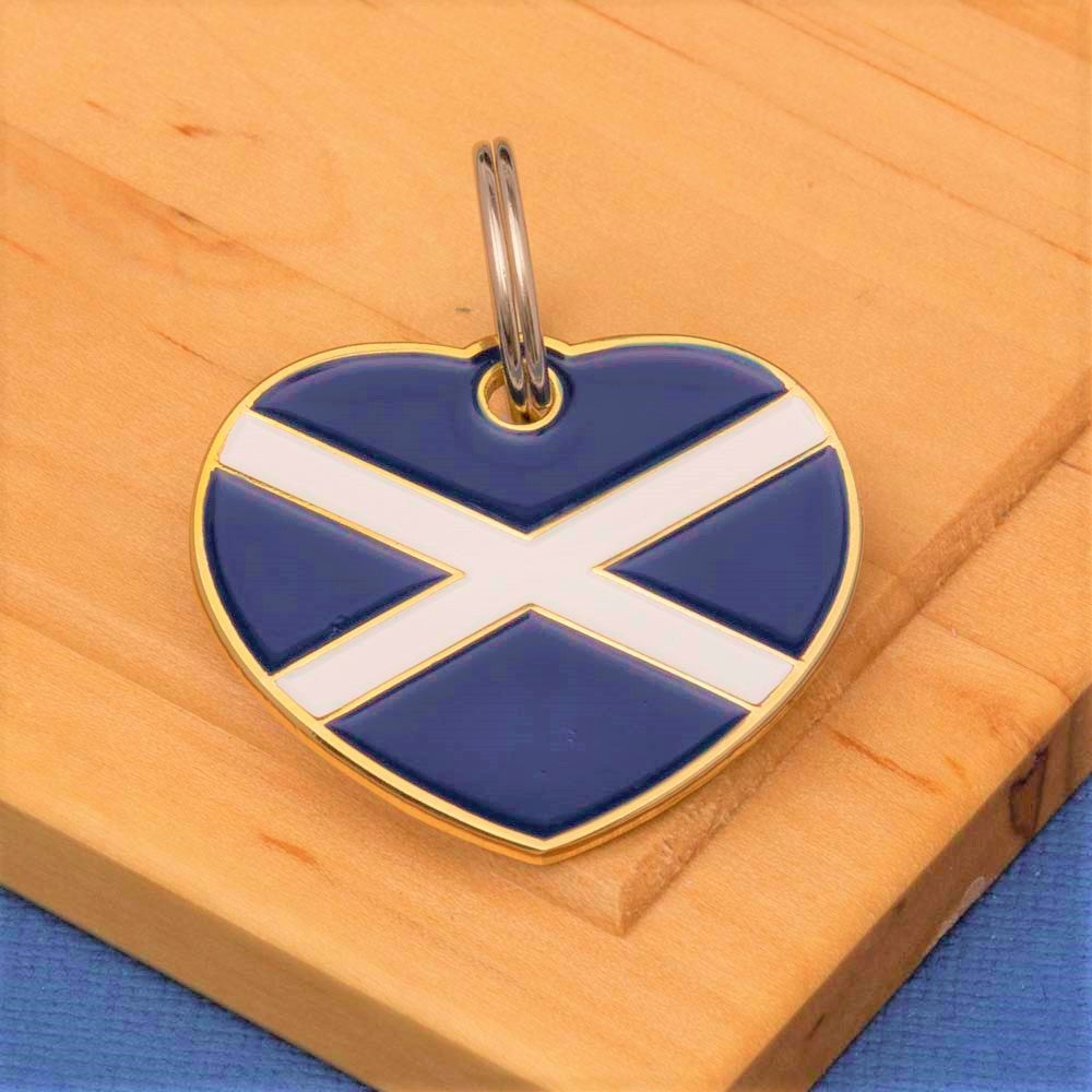 Scottish Flag Heart Pet ID Tag