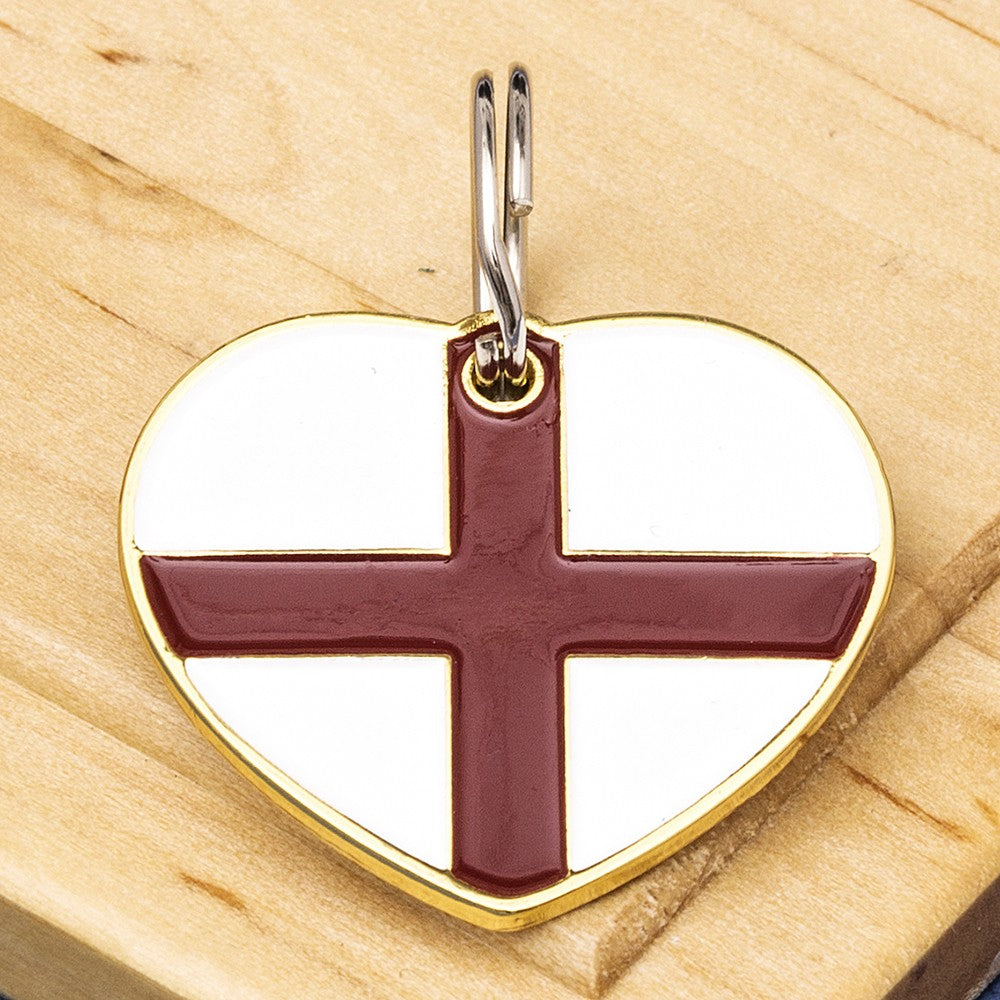 English Flag Heart Pet ID Tag