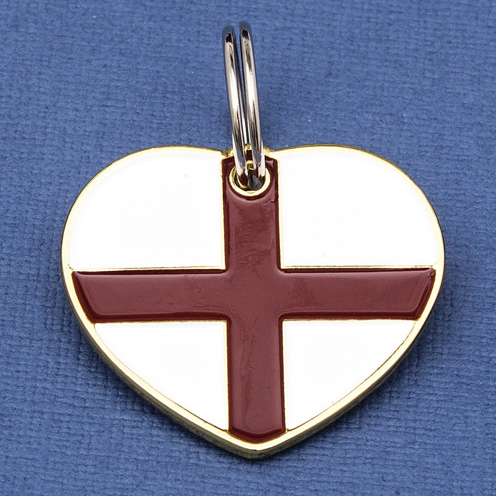 English Flag Heart Pet ID Tag