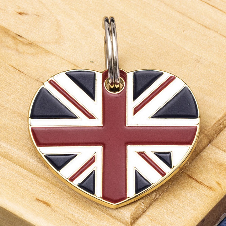British Flag Heart Pet ID Tag