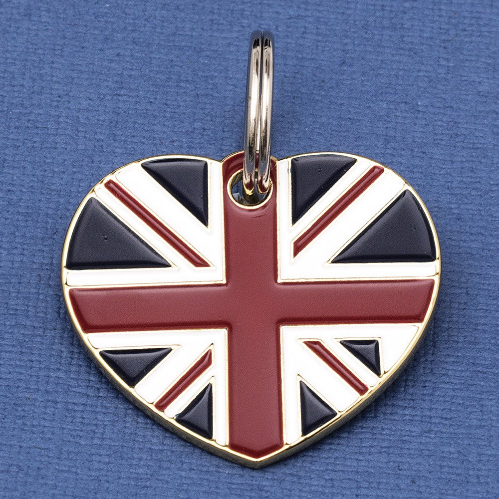 British Flag Heart Pet ID Tag