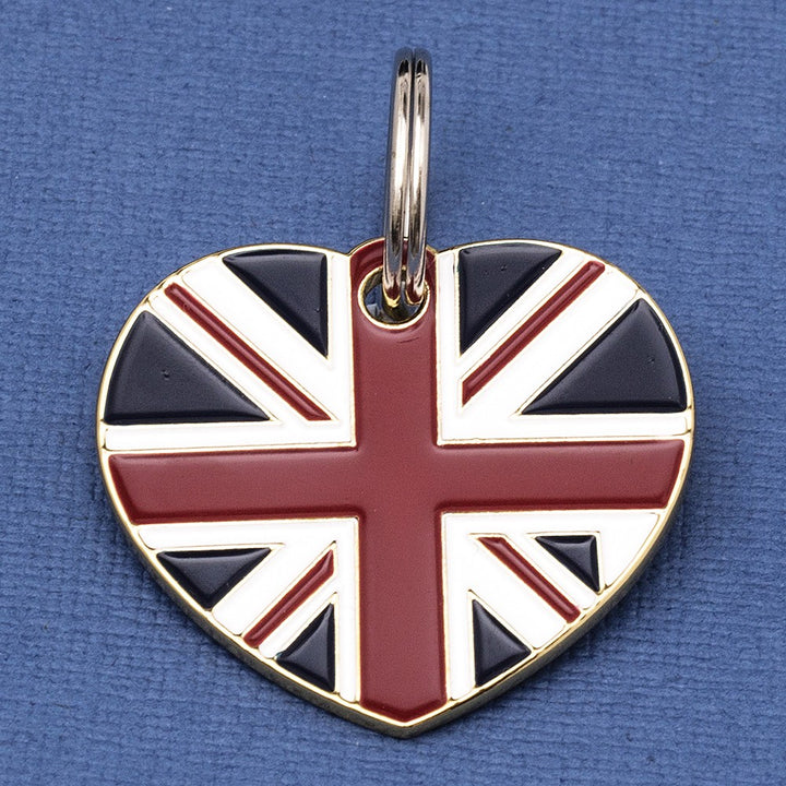 British Flag Heart Pet ID Tag