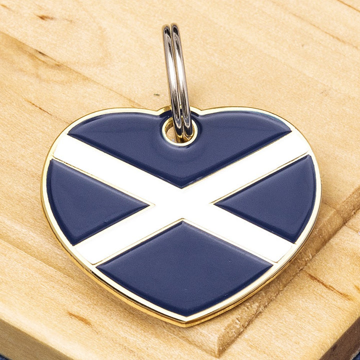 Scottish Flag Heart Pet ID Tag