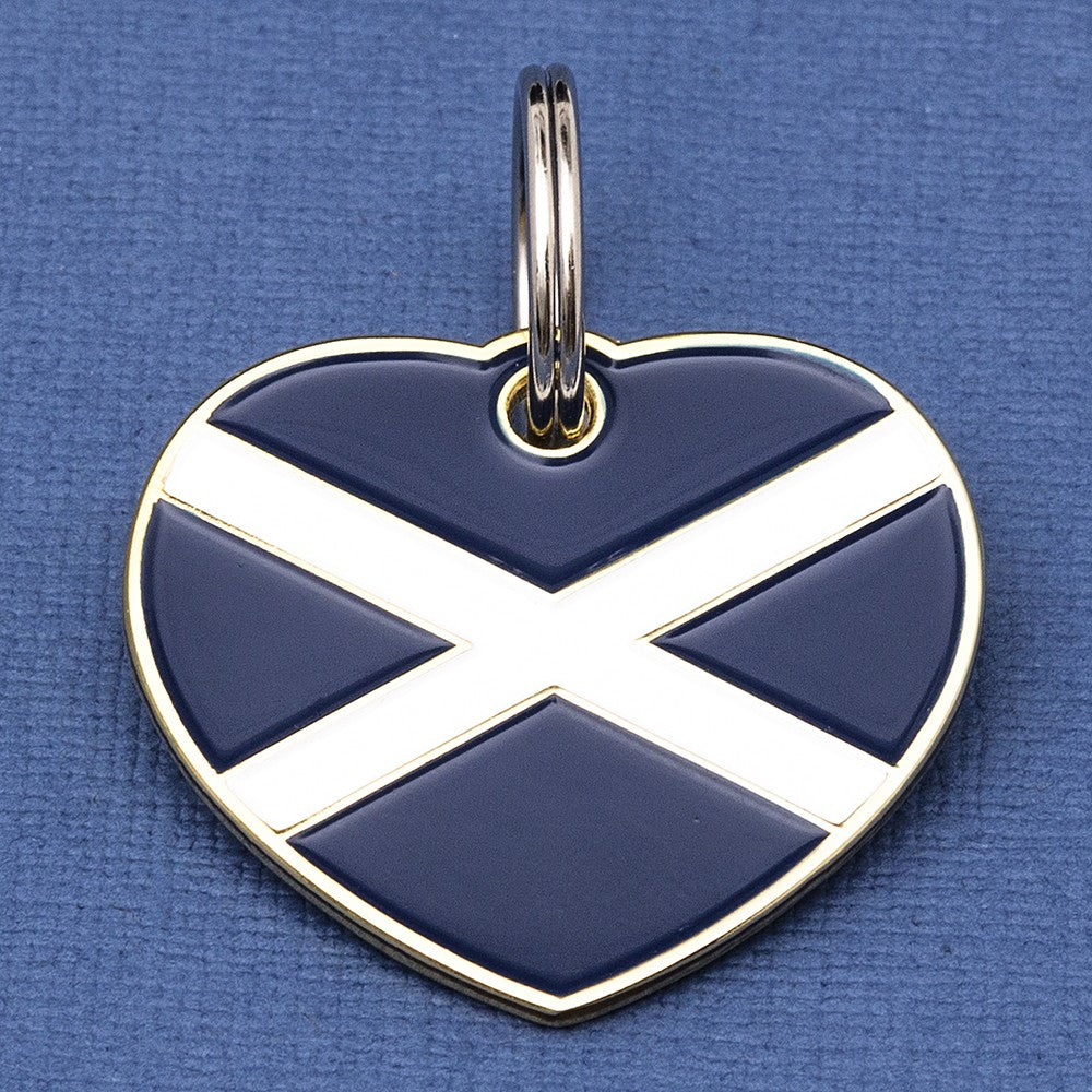 Scottish Flag Heart Pet ID Tag