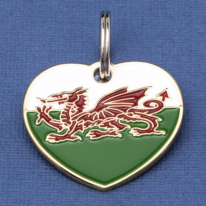 Welsh Flag Heart Pet ID Tag
