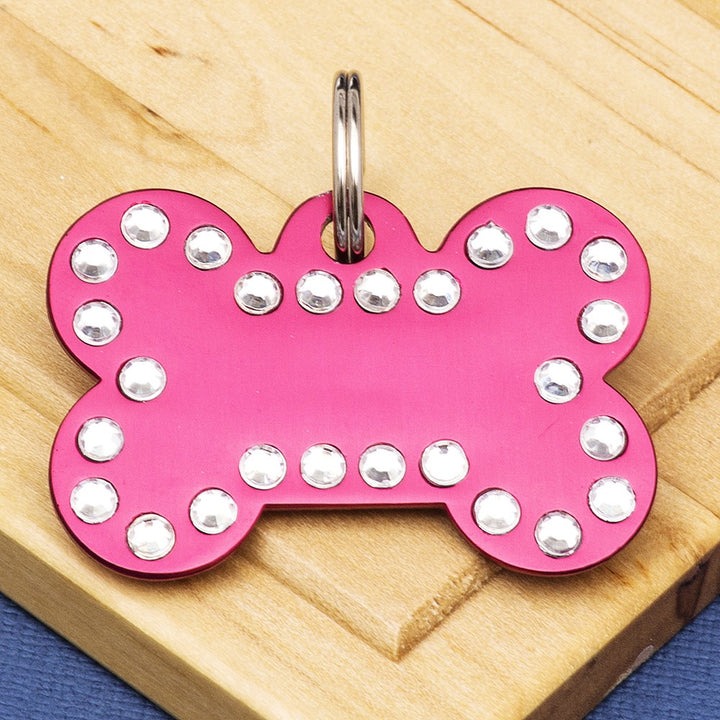 Crystal Bone Dog ID Tag Red