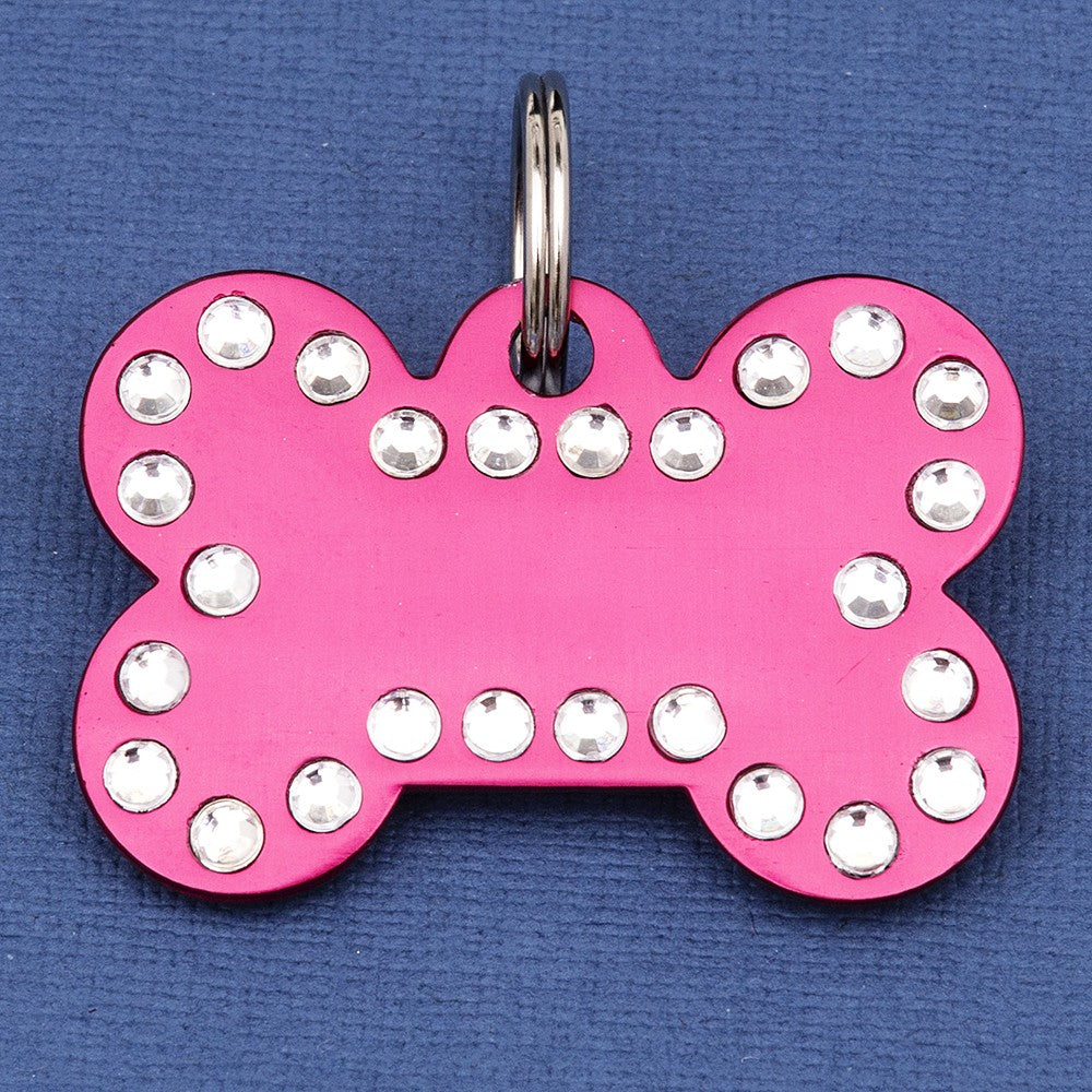 Crystal Bone Dog ID Tag Red