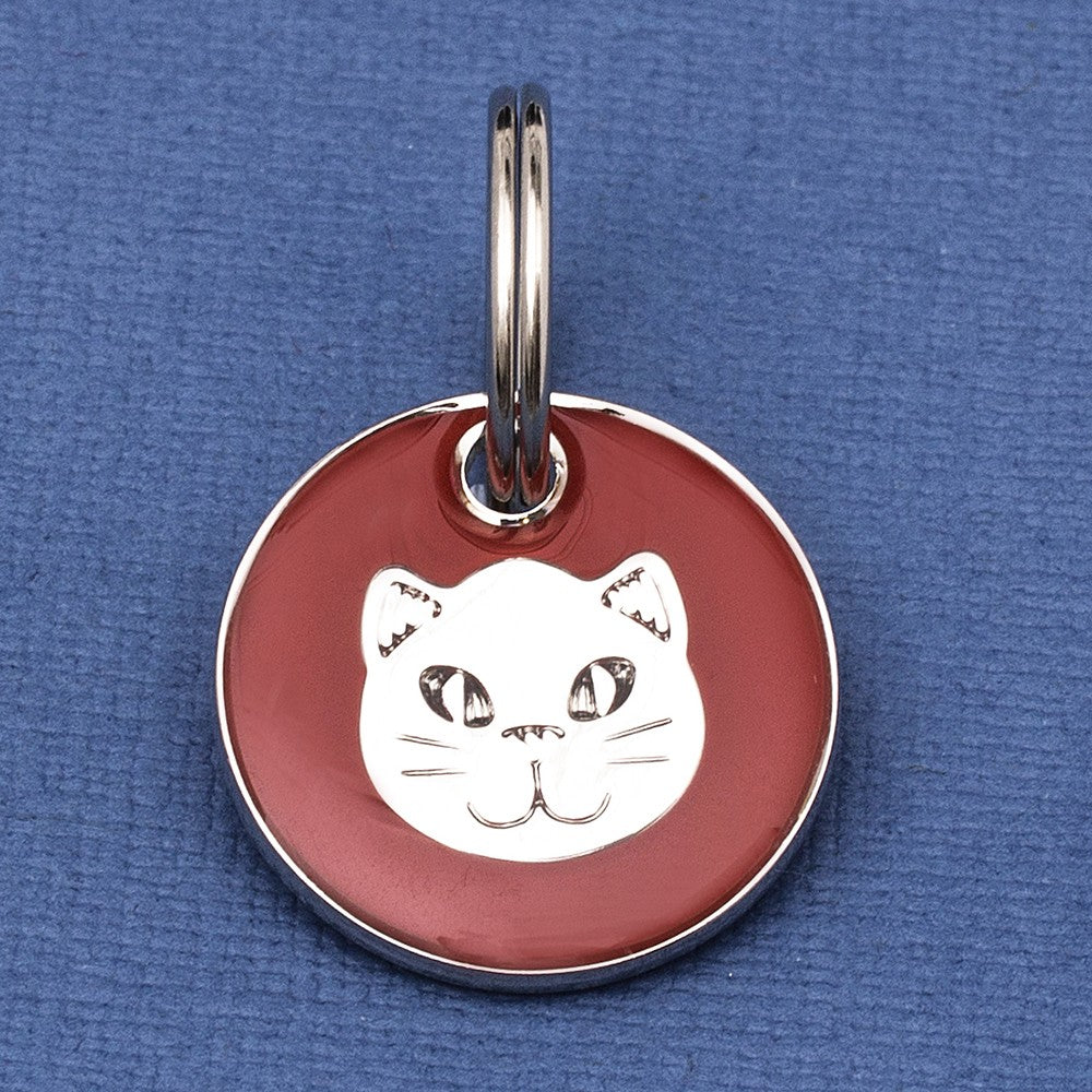 Engraved Cat Face Identification Tag - Multiple Colour Options