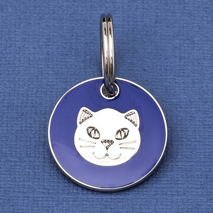 Engraved Cat Face Identification Tag - Multiple Colour Options