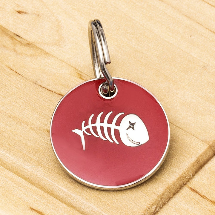Engraved Fish Bones Cat Identification Tag - Multiple Colour Options