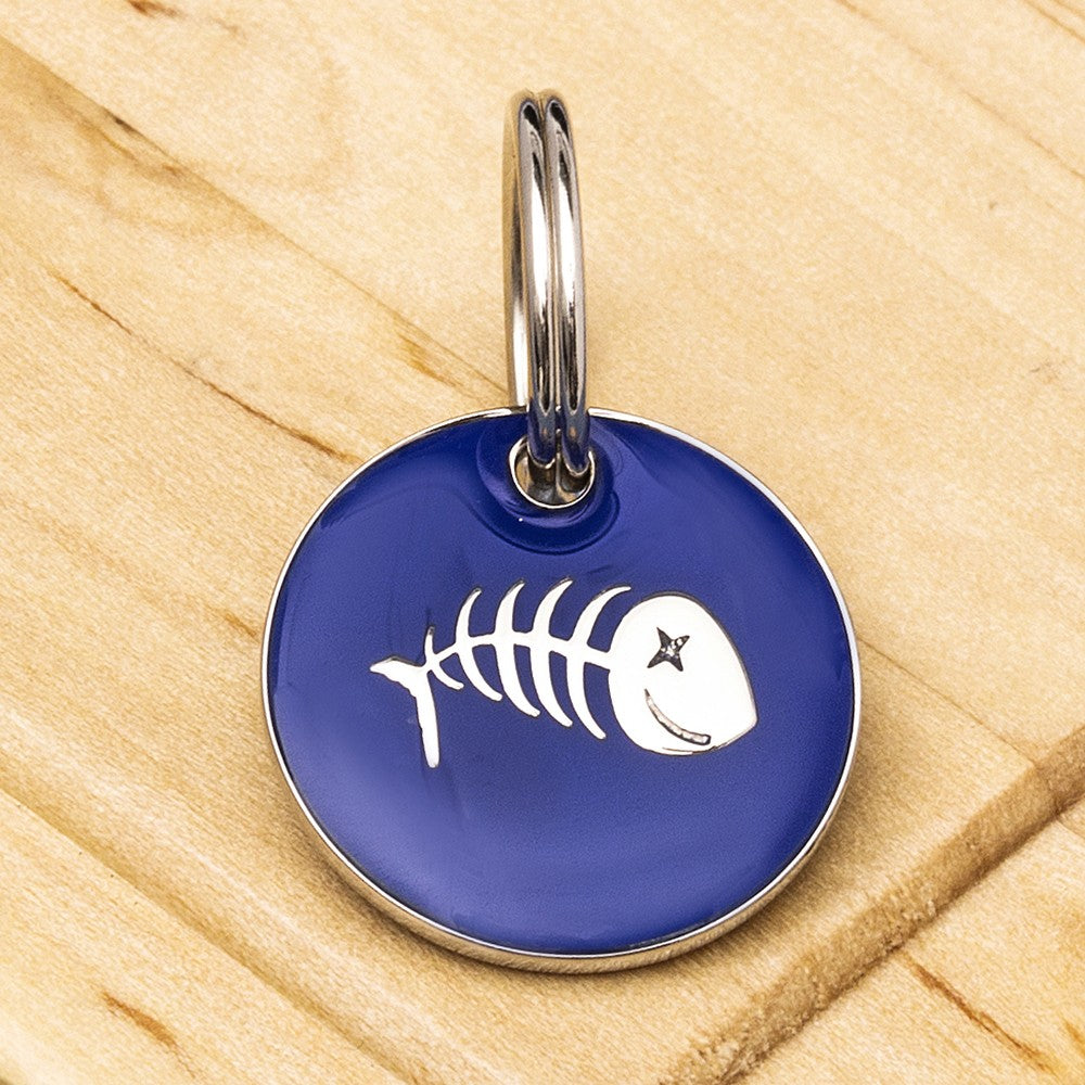 Engraved Fish Bones Cat Identification Tag - Multiple Colour Options