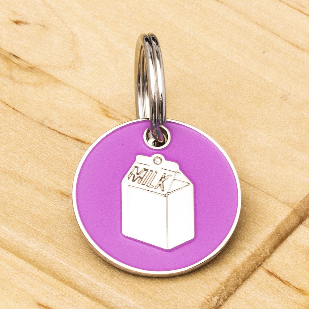 Engraved Milk Carton Cat Identification Tag - Multiple Colour Options