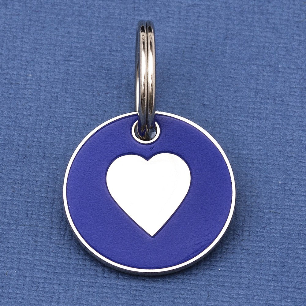Cat ID Tag Blue Heart 20mm
