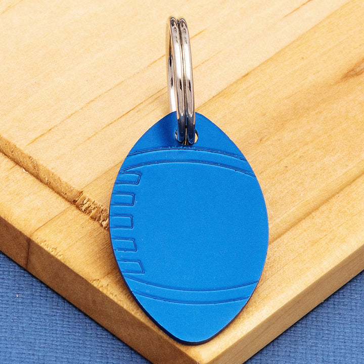 Engraved Rugby Ball Shaped Dog Identity Tag - 38mm x 24mm