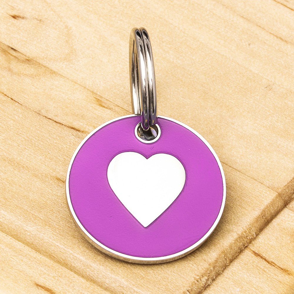 Coloured Enamel Heart Pet ID Tag - Extra Small (20mm wide)