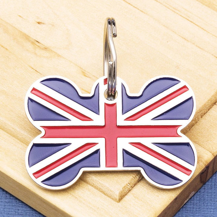 Union Jack Bone Pet Tag