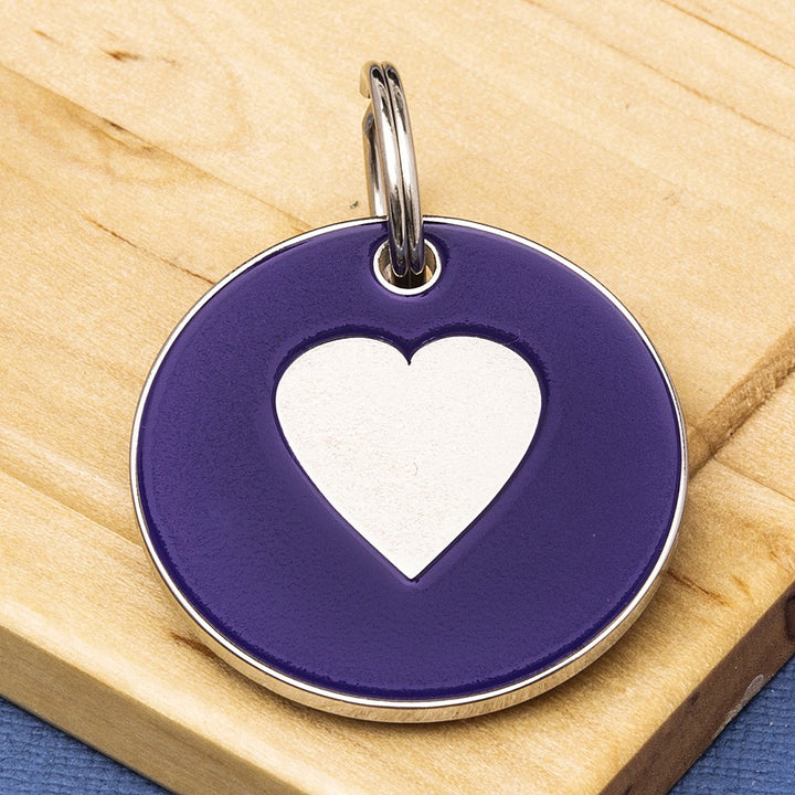 Coloured Enamel Heart Pet ID Tag - Medium Size (32mm wide)
