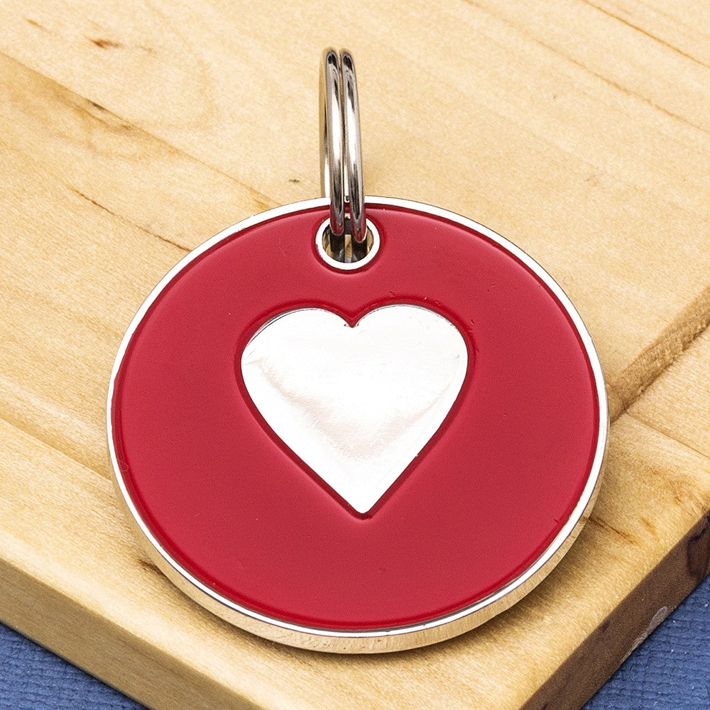 Coloured Enamel Heart Pet ID Tag - Medium Size (32mm wide)