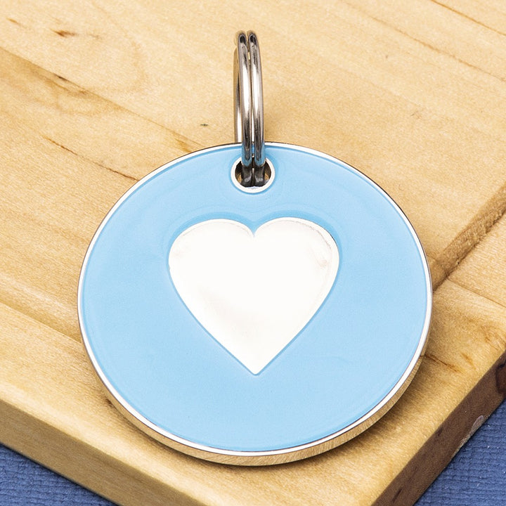 Coloured Enamel Heart Pet ID Tag - Small Size (25mm wide)