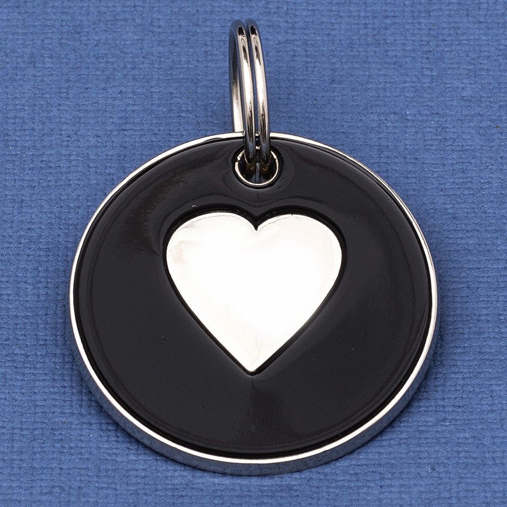 25mm Black Heart Pet Id Tag