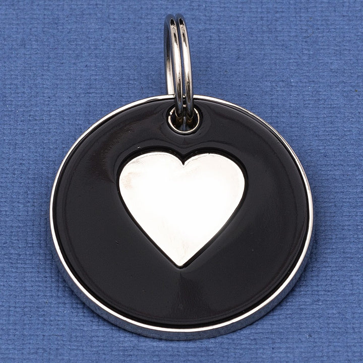 25mm Black Heart Pet Id Tag