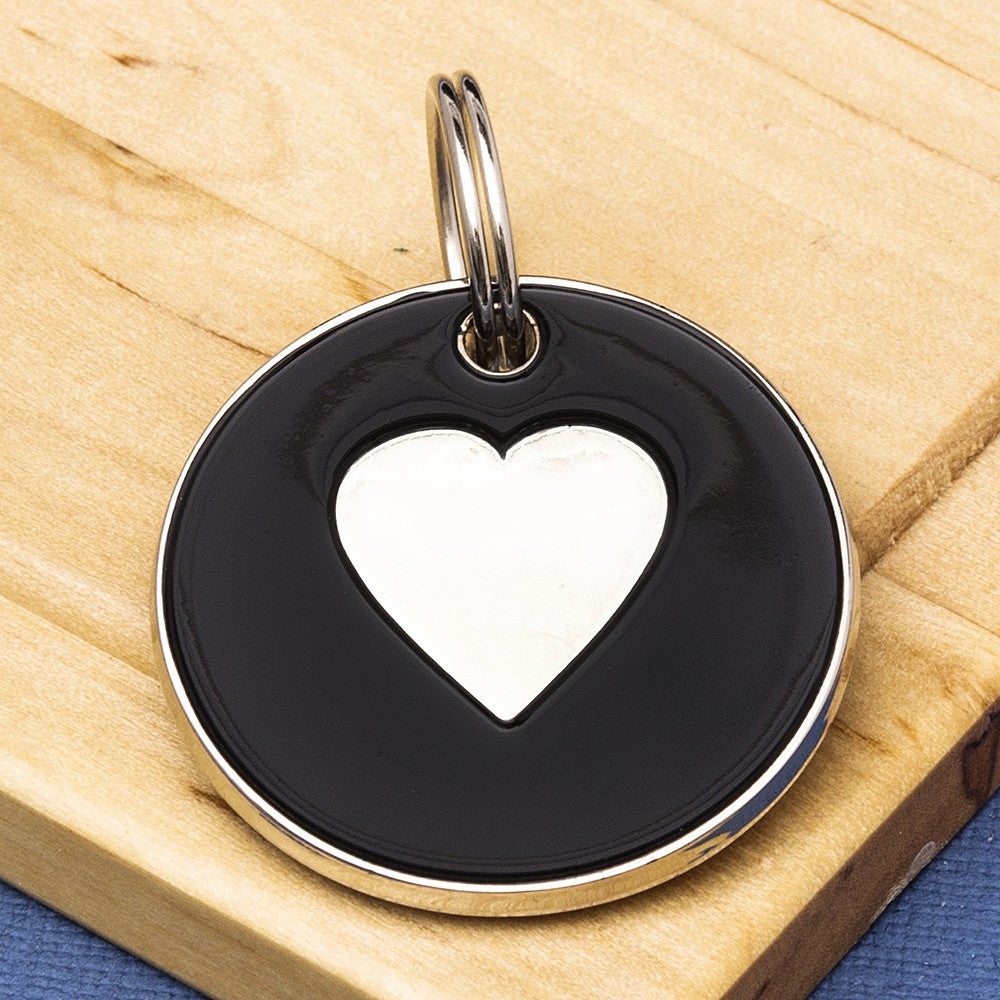 Large Dog ID Tag Black Heart