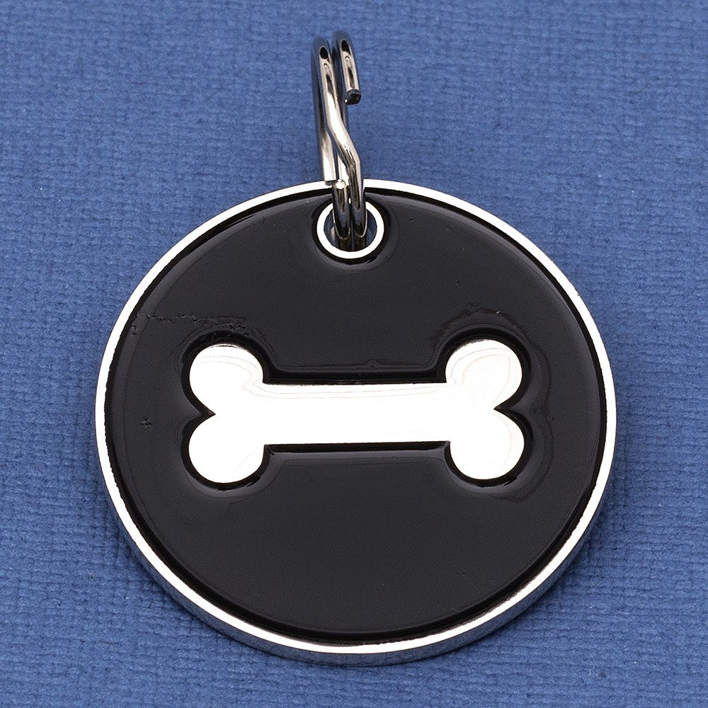 25mm Black Bone Pet Id Tag