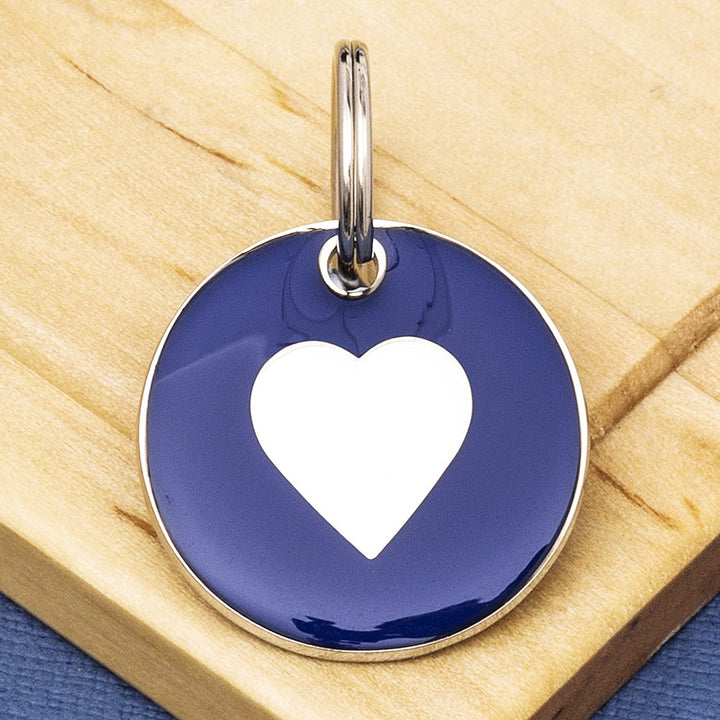 Coloured Enamel Heart Pet ID Tag - Small Size (25mm wide)