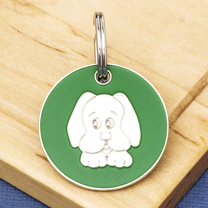 Coloured Enamel Dog Face Pet ID Tag - Small Size (25mm wide)